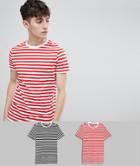 Asos Design Stripe T-shirt 2 Pack Save - Multi