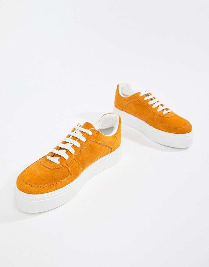 Asos Design Diaries Suede Sneakers - Yellow