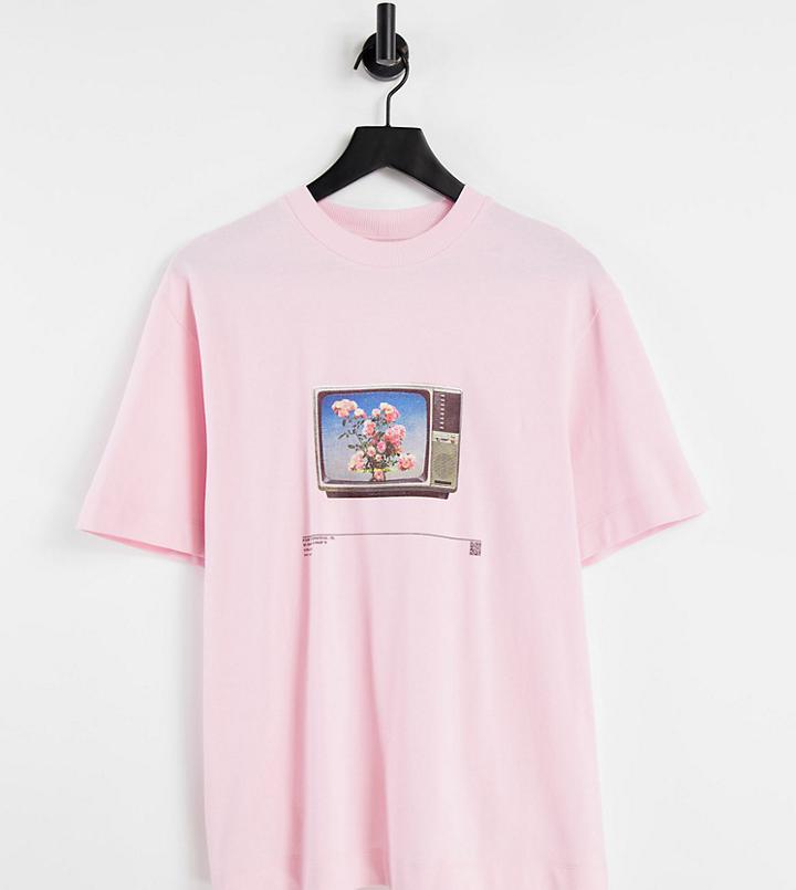 Collusion Skate Floral Graphic Tee In Pink