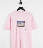 Collusion Skate Floral Graphic Tee In Pink