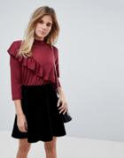 B.young Ruffle Panel Blouse - Red