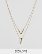 Designb London Geometric Necklaces In 2 Pack - Gold