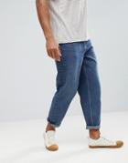 Asos Skater Fit Jeans In Vintage Dark Wash - Blue