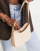 Asos Design Shoulder Bag With Chain Link In Straw-neutral