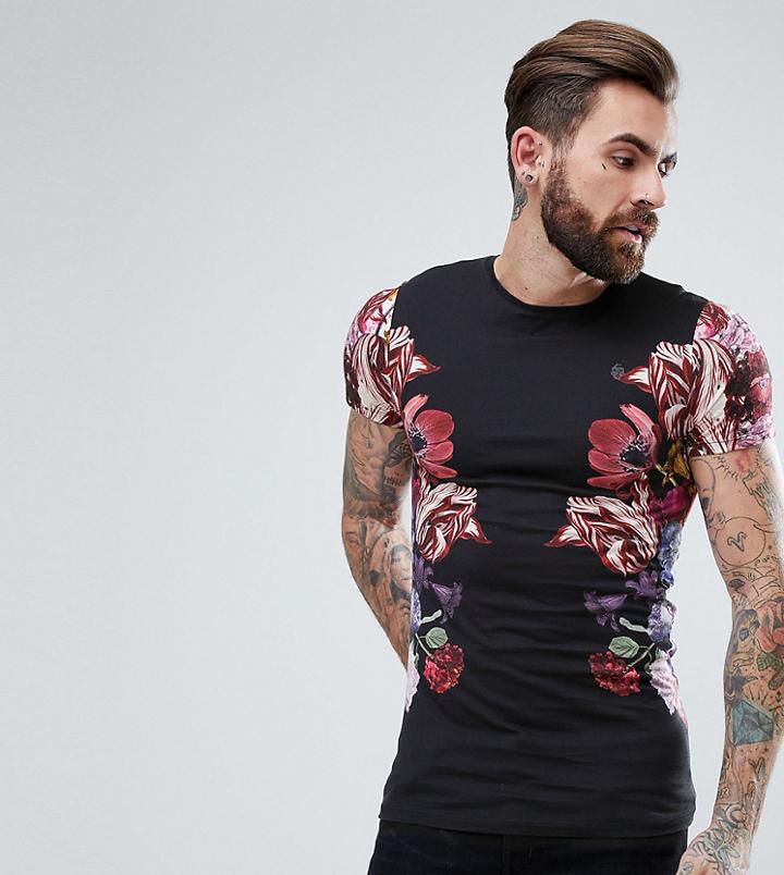 Noose & Monkey Longline Muscle Jewel Print T-shirt - Black