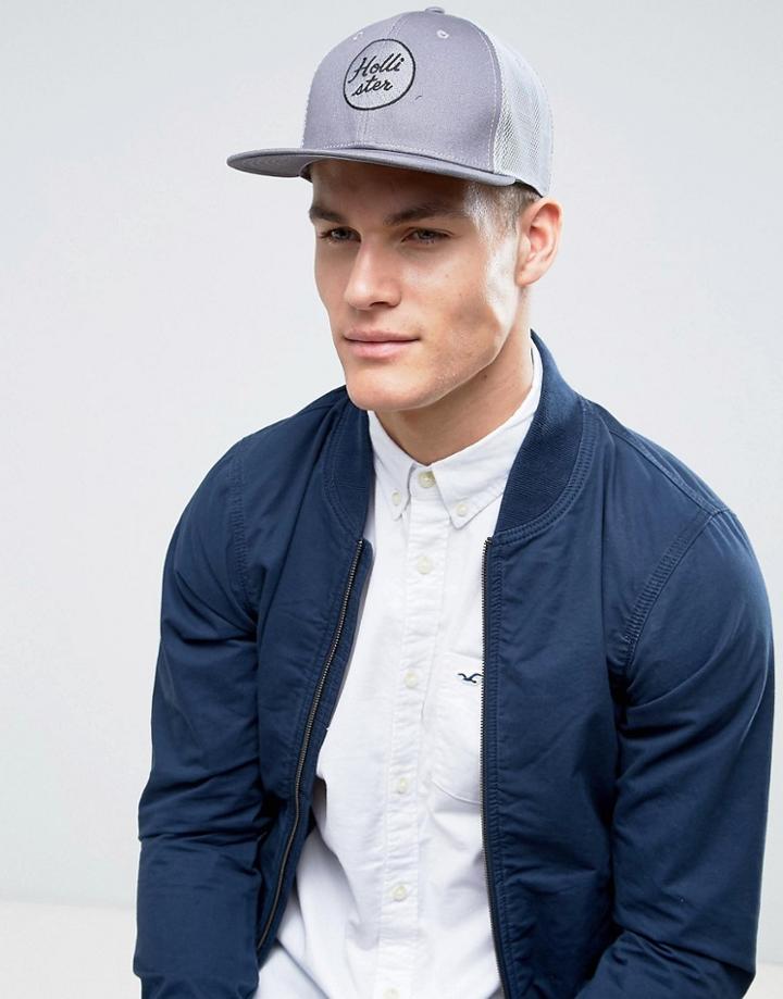 Hollister Logo Trucker Cap In Gray - Gray