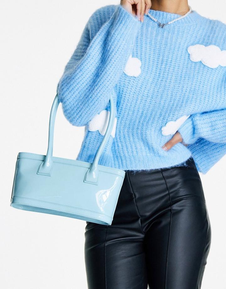 Asos Design Shoulder Bag With Elongated Straps In Blue-blues