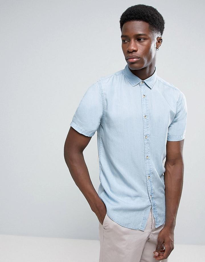 Asos Regular Fit Denim Shirt - Blue