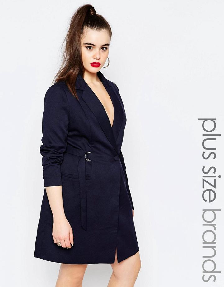 Missguided Plus D Ring Blazer Dress - Navy