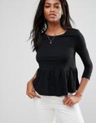Brave Soul Peplum Top - Black