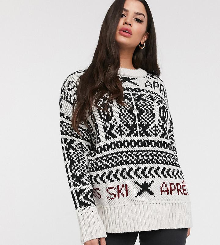 Asos Design Petite Mono Oversized Ski Sweater