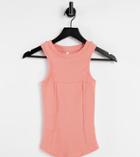 Asyou Set Rib Racer Top With Seam Detail In Peach-orange