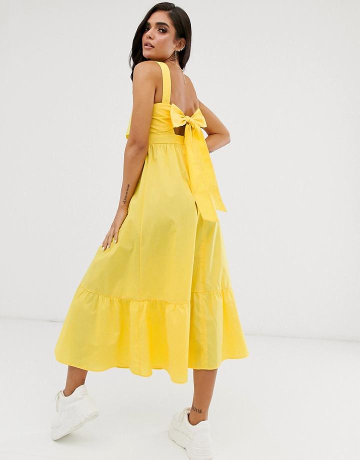Asos Design Maxi Dress With Pephem - Yellow