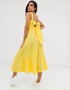 Asos Design Maxi Dress With Pephem - Yellow