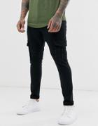 Brave Soul Utility Multi Pocket Jeans In Black - Black