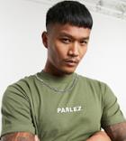 Parlez Ladsun Embroidered T-shirt In Khaki - Exclusive To Asos-green