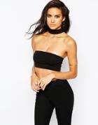 Asos Crop Bandeau With Neck Band Detail - Black