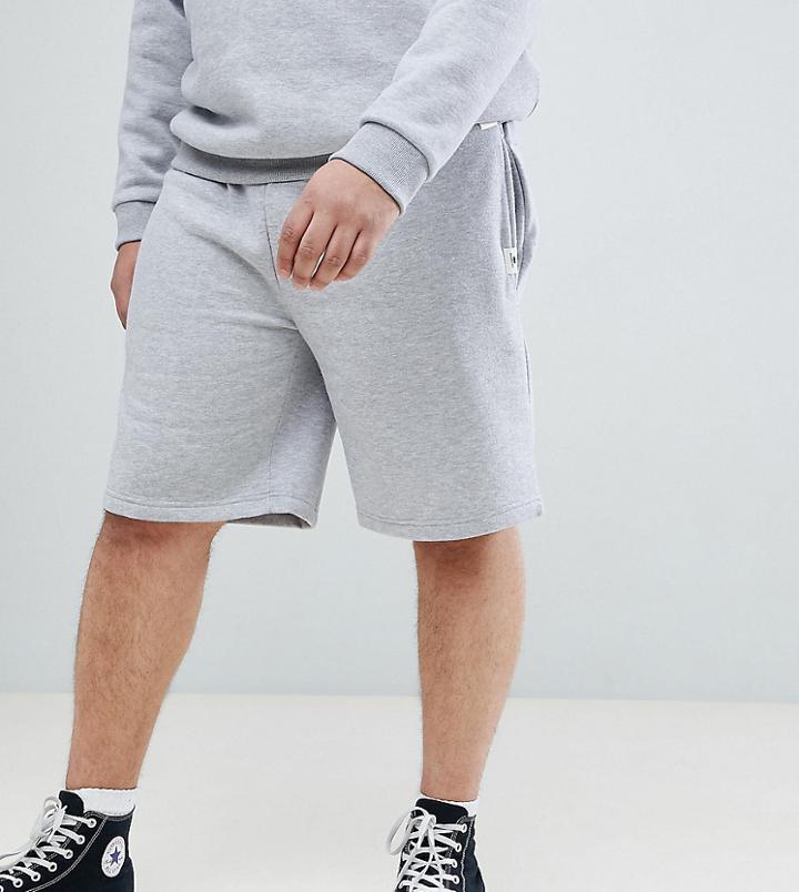 Badrhino Plus Jersey Sweat Shorts With Pocket Logo In Gray - Gray