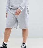 Badrhino Plus Jersey Sweat Shorts With Pocket Logo In Gray - Gray