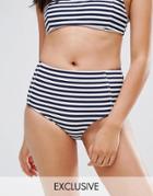 South Beach Mix & Match High Waisted Stripe Bikini Bottom - Multi