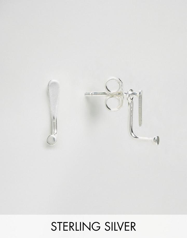 Asos Sterling Silver Exclamation Swing Earrings - Silver