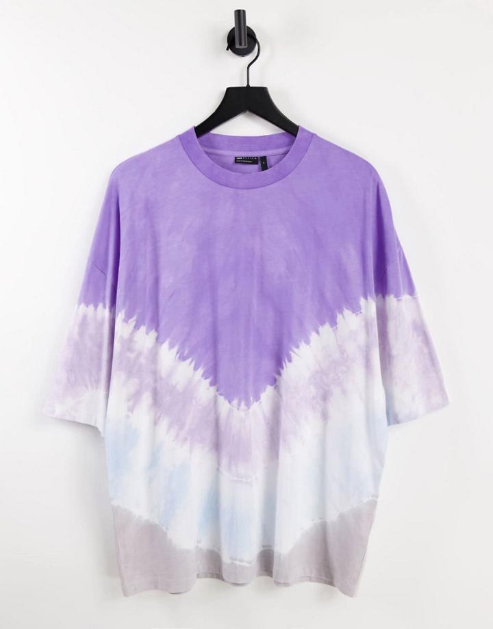 Asos Design Oversized T-shirt In Purple Tie Dye