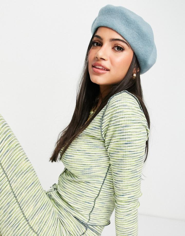 Accessorize Wool Beret In Blue-blues