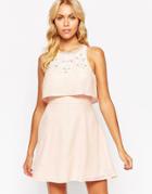 Asos Embellished Crop Top Skater Dress - Light Blue $40.50