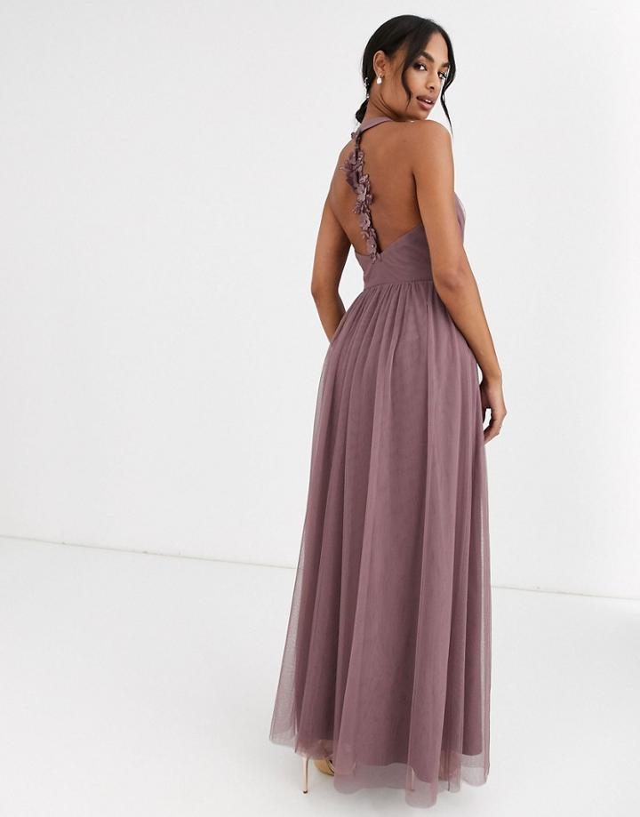 Little Mistress Key Hole Back Detail Maxi Dress-pink