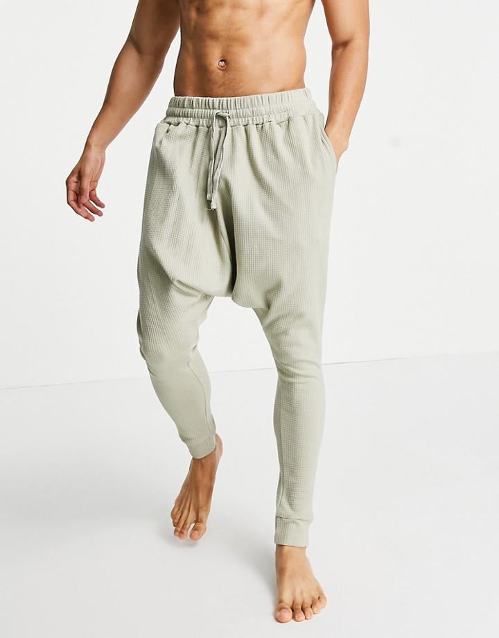 Asos Design Lounge Drop Crotch Sweatpants In Waffle-neutral