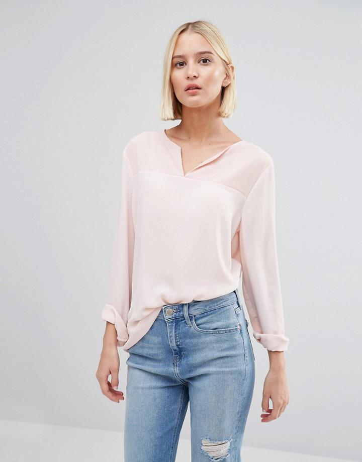 Selected Blouse Witth Semi Sheer Insert - Pink
