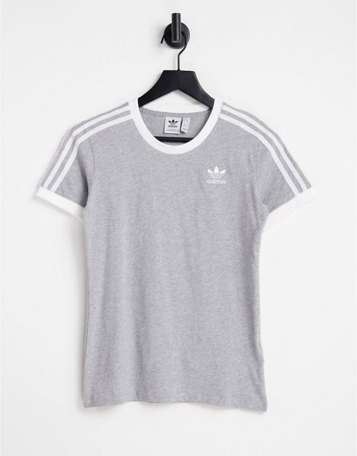 Adidas Originals Adicolour Three Stripe T-shirt In Gray