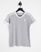 Adidas Originals Adicolour Three Stripe T-shirt In Gray