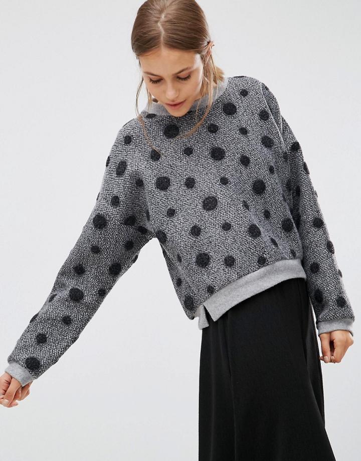 Minimum Pom Pom Sweat Top - Gray