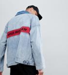 Sixth June Denim Overhead Jacket With Back Logo Exclusive To Asos - Black