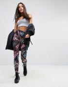 Asos Neon Sign Print Cropped Leggings - Multi