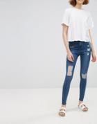 Waven Anika Destroyed High Rise Skinny Jeans - Blue