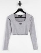 The Couture Club Signature Crop Top In Gray Set-grey