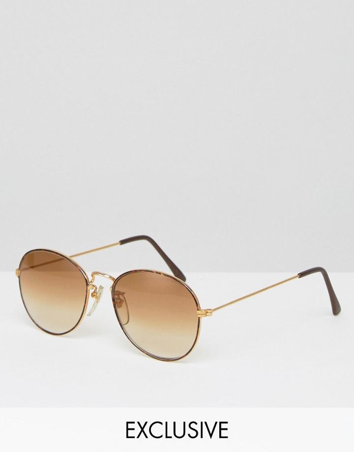 Reclaimed Vintage Inspired Round Sunglasses In Tort - Brown