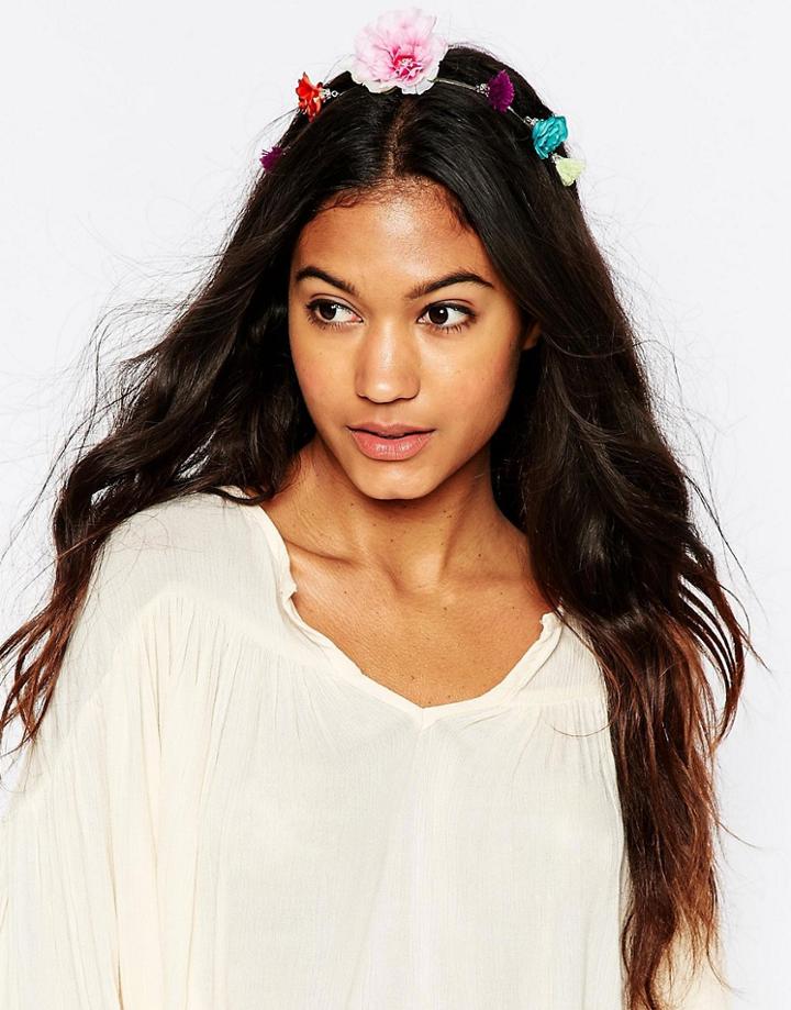 Asos Festival Flower Tassel Headband - Multi