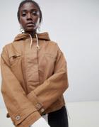 Asos White Denim Jacket With Hood - Green