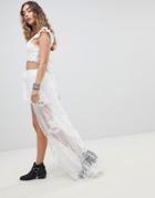 Kiss The Sky Shorts With Maxi Layer In Lace Co-ord - White
