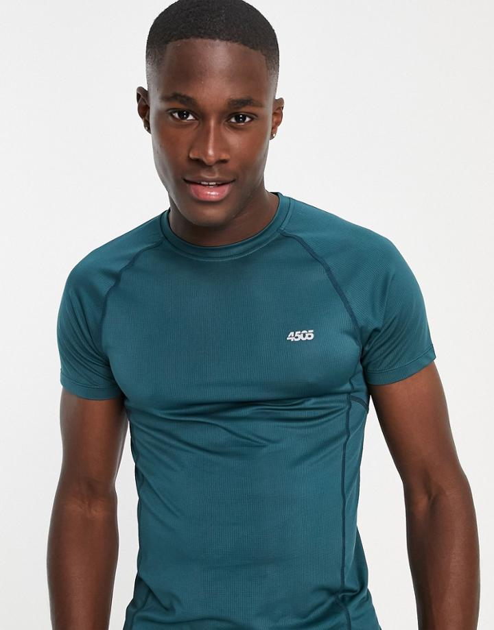 Asos 4505 Icon Muscle Fit Training T-shirt With Quick Dry In Teal-green