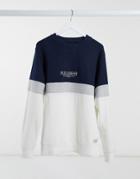 Pull & Bear Collegiate Sweater In Navy And Gray-multi