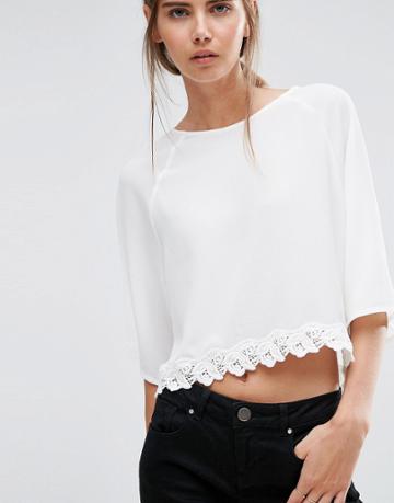 Love & Lies Kimono Top With Lace Trim - White