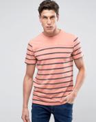 Abercrombie & Fitch Stripe T-shirt In Coral - Cream