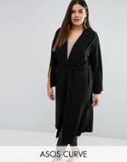 Asos Curve Duster Coat With Vent Sleeve - Black
