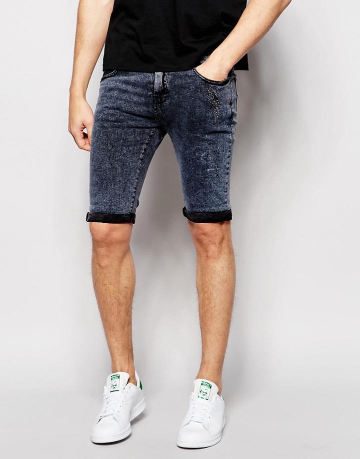 Loyalty & Faith Acid Wash Short Jean - Black