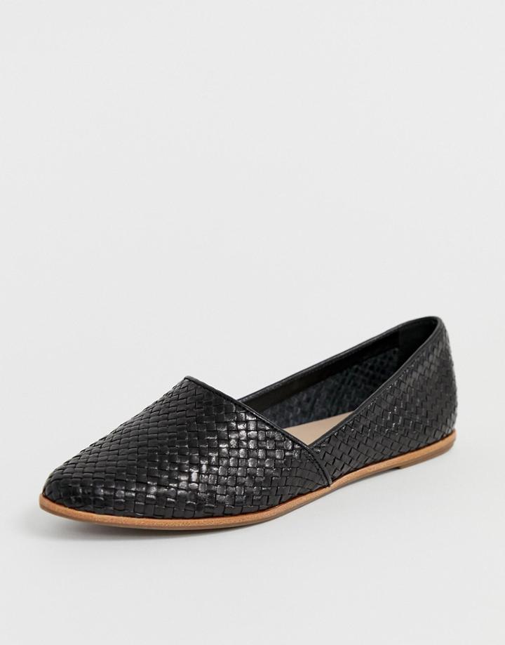 Aldo Blanchette Leather Flat Shoes In Black
