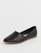 Aldo Blanchette Leather Flat Shoes In Black